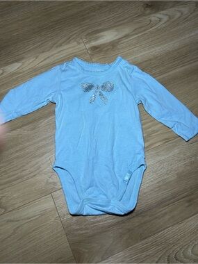 The Children's Place Light Blue Long-Sleeve Bow One-Piece